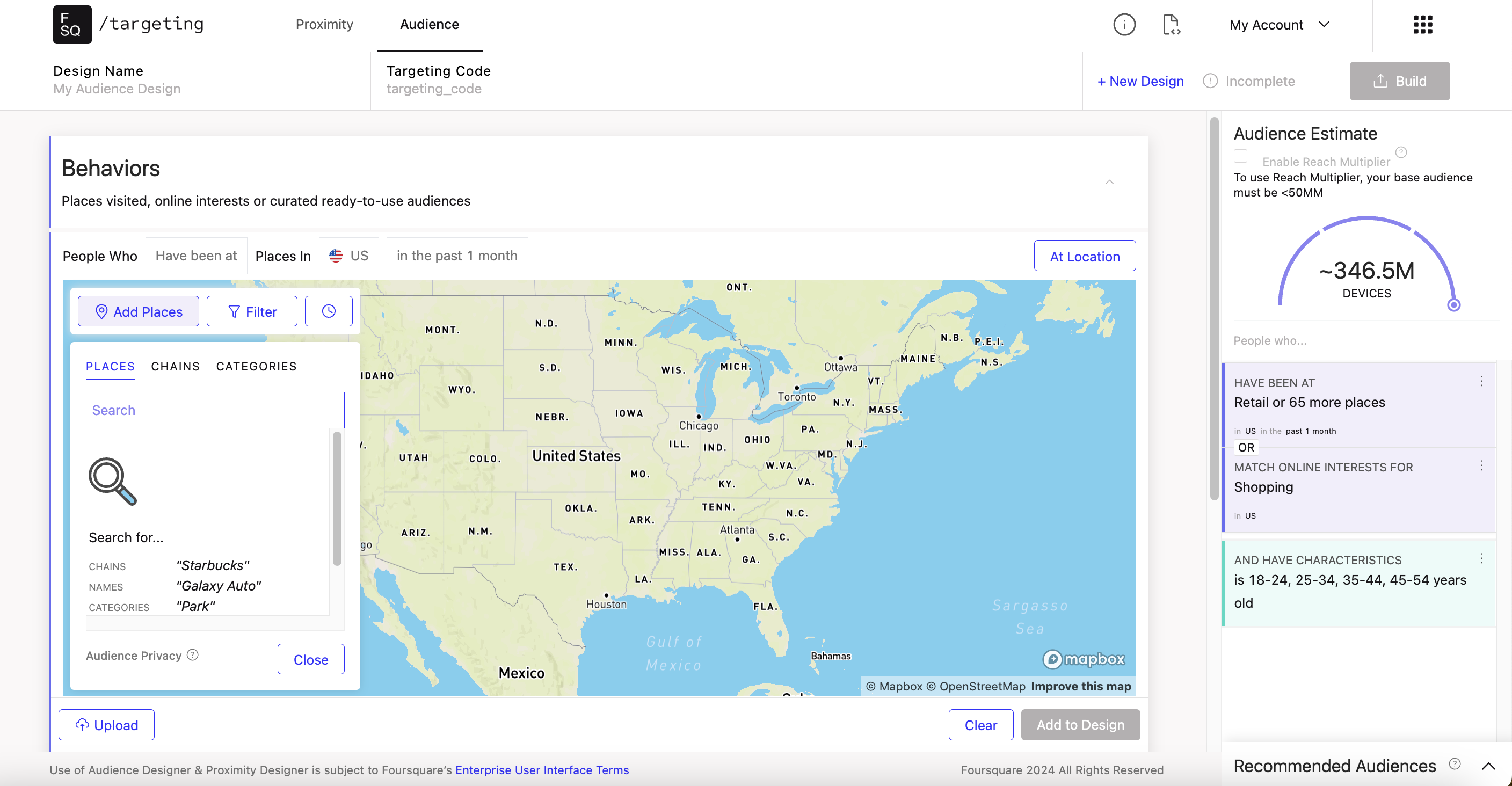 screenshot of Foursquare Audience